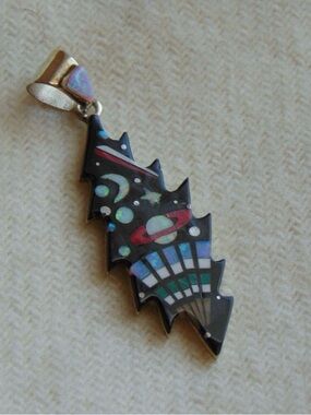 Sheryl Martinez (Navajo) Black Space-Inspired Opal Inlay Pendant